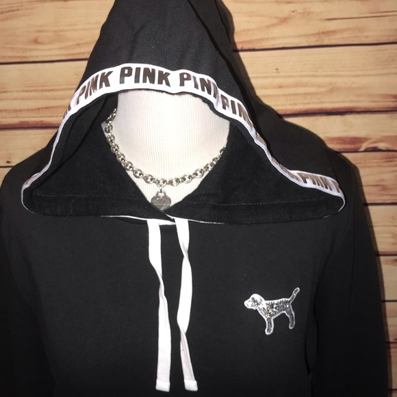 🚫SOLD🚫 PINK Black/Silver Sequin Pullover Hoodie - Picture 4 of 7